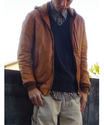 RODA DE LUXE | レザーフードジャケット
(その他アウター)