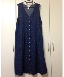 VINTAGE | お花？のような謎の柄。ふくらはぎまでの丈です。(ワンピース)