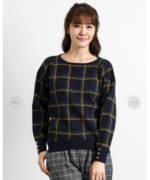 m.f.editorial | ジャガードチェックゆるプルオーバー長袖ニット(ニット/セーター)