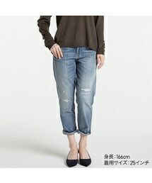 UNIQLO | スリムボーイフレンドフィットアンクルジーンズ（ダメージ）(デニムパンツ)