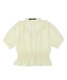 F i.n.t | チュールヨークスタンドカラー半袖ブラウス(シャツ/ブラウス)