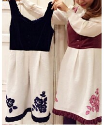 an another angelus | ローズパッチワークベロアノースリーブワンピース(ワンピース)