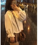 杏色卫衣款毛衣の「トップス(パーカー)」