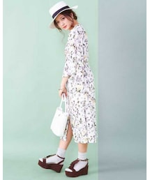 SHOPLIST | 小花柄フレア袖シャツワンピース(シャツワンピース)