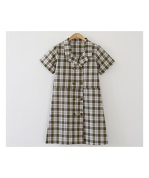 fd style | [22XX]ダブルボタンチェックワンピース (シャツワンピース)