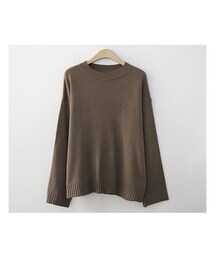 fd style | シンプル単色ラウンドニット(ニット/セーター)