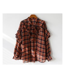 fd style | [22XX]ラッフルチェックタイブラウス (シャツ/ブラウス)