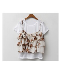 fd style | 無地Tシャツ＋3段フリル花柄ビスチェ(その他トップス)