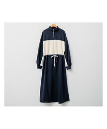 fd style | ハーフZIPハイネック配色マキシ丈ワンピース (ワンピース)