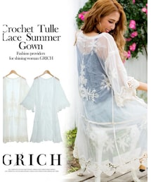 GROWING RICH | チュールレースとかぎ編みが織りなす上品さ 【かぎ編みチュールレースサマーガウン】品番[170436] (その他アウター)
