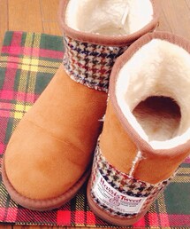 HARRIS TWEED | チェック柄ツイードのムートンブーツ(ブーツ)