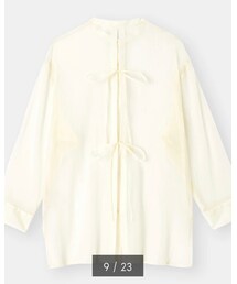GU | シアーリボンバックシャツ（長袖）カラー 01 OFF WHITE サイズ S(シャツ/ブラウス)