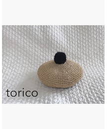 torico | 麦わらポンポンベレー帽 黒 50着用(ハンチング/ベレー帽)