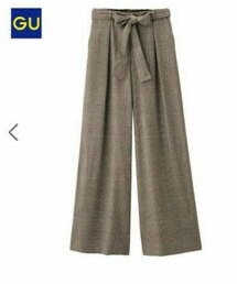 GU | ウエストリボンワイドパンツ（グレンチェック）M(パンツ)