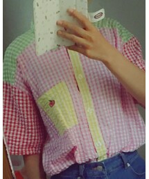 WACOAL | 後ろは全面肩の緑チェックです(シャツ/ブラウス)