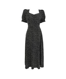 美感いっぱいエレガントフランスオシャレドット柄ロングカジュアルワンピース(ワンピース)