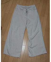 MAX&Co. | ワイドフレアーパンツ・麻入りジーンズ(レディース)(デニムパンツ)