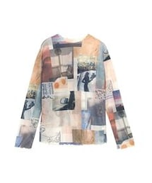 PHEENY | 【PHEENY】Print frill crew neck（品番：EUM70450）(トップス)