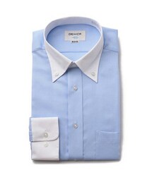 ORIHICA | ブルー ボタンダウンシャツ 織柄 クレリック (シャツ/ブラウス)