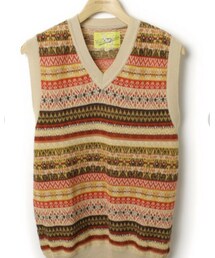 WILD LIFE TAILOR Adam et Rope' | 総柄リネンベスト(ベスト)