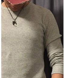 無印良品 | オーガニックコットン混ワッフルクルーネック長袖Tシャツ(紳士Mグレー)【現行販売はなし】(Tシャツ/カットソー)