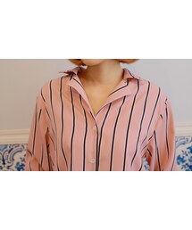 2PER | ガーリーストライプ柄ルーズフィットシャツ(シャツ/ブラウス)