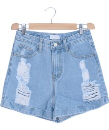 2PER | クラッシュ入りデニムショートパンツ(デニムパンツ)