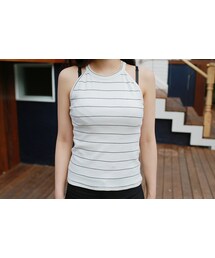 2PER | ボーダー柄ホルターネックTシャツ(Tシャツ/カットソー)