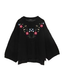w closet | 花柄刺繍入りニットプルオーバー(ニット/セーター)