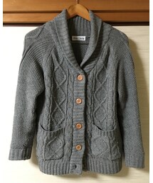 Green County | 灰色のもっさりアラン柄ケーブルカーディガン(カーディガン/ボレロ)