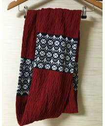 フェリシモ | 真っ赤な北欧風柄のスヌード(ストール/ショール)