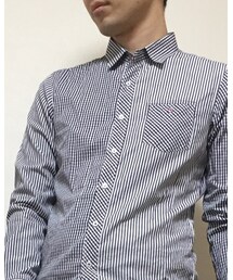 RIELABO | ストライプ×ギンガムチェック柄切り替えシャツ(シャツ/ブラウス)