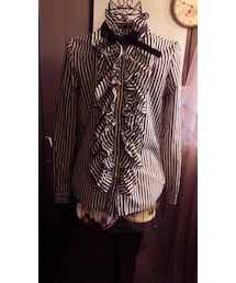 HELL CAT PUNKS | ストライプ立ち襟ブラウス(シャツ/ブラウス)