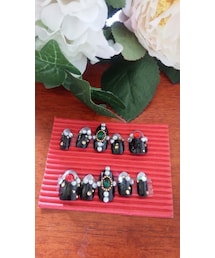 自作 | 黒の天然石付ネイルチップ(その他)