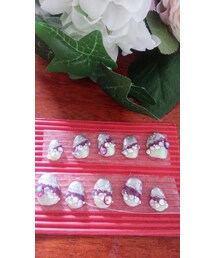 自作 | 白と紫のネイルチップ(その他)