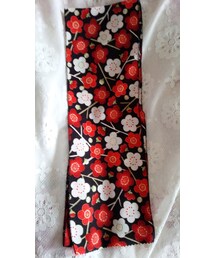 惣次郎にて | ちりめん化繊　黒＆赤梅柄半襟(和装小物)