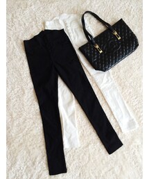 フロントボタンハイウエストストレッチパンツ (その他パンツ)