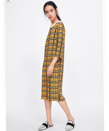 ZARA | コントラストテクスチャー入りワンピース(ワンピース/ドレス)