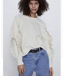 ZARA | プリーツフリル付きスウェットシャツ(スウェット)