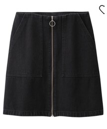 GU | デニムフロントジップミニスカート(デニムスカート)