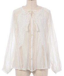 goa | goa コットンチュール トーションレース 刺繍ペザントブラウス(シャツ/ブラウス)