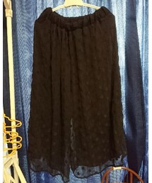 E hyphen world gallery | 黒ドットシフォンワイドパンツ(その他パンツ)