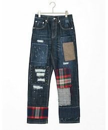 AS KNOW AS de base | ブリチェックパッチデニム

(デニムパンツ)