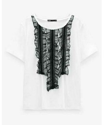 ZARA | チュールビブ付きTシャツ(Tシャツ/カットソー)