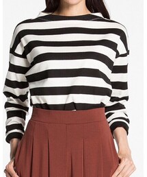 UNIQLO | ボーダークロップドモックネックT(トップス)