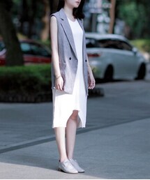 NUDE | 灰藍細紋西裝背心(スーツベスト)