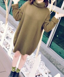 indi brand | 高領長版毛衣(ニット/セーター)