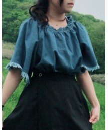 MERLOT | デニムフリンジオフショルダーブラウス605-8527(シャツ/ブラウス)