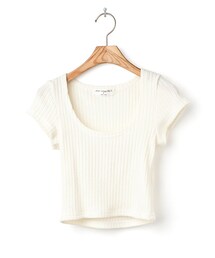 大U領彈力短版女上衣(Tシャツ/カットソー)