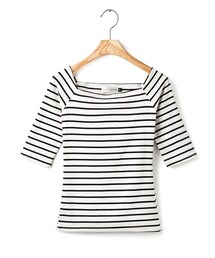 經典修身彈力條紋女上衣(その他トップス)